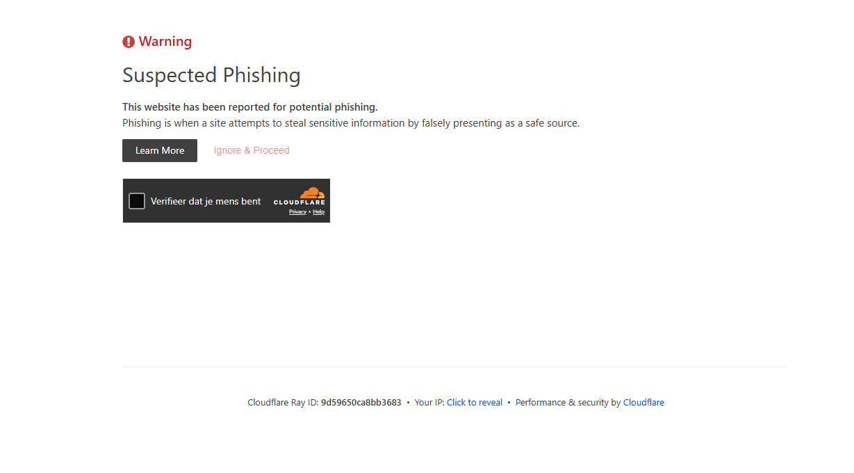 Предупреждение Suspected Phishing — Kraken 2026, Cloudflare
